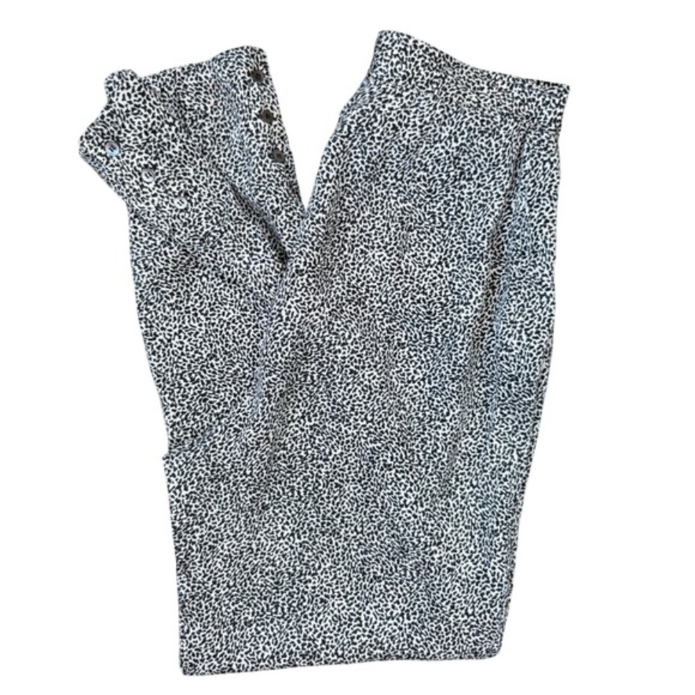 A5 Nicole Miller Sport 100% Silk Pants Animal‎ Print Tapered 1990s Vintage Cuff